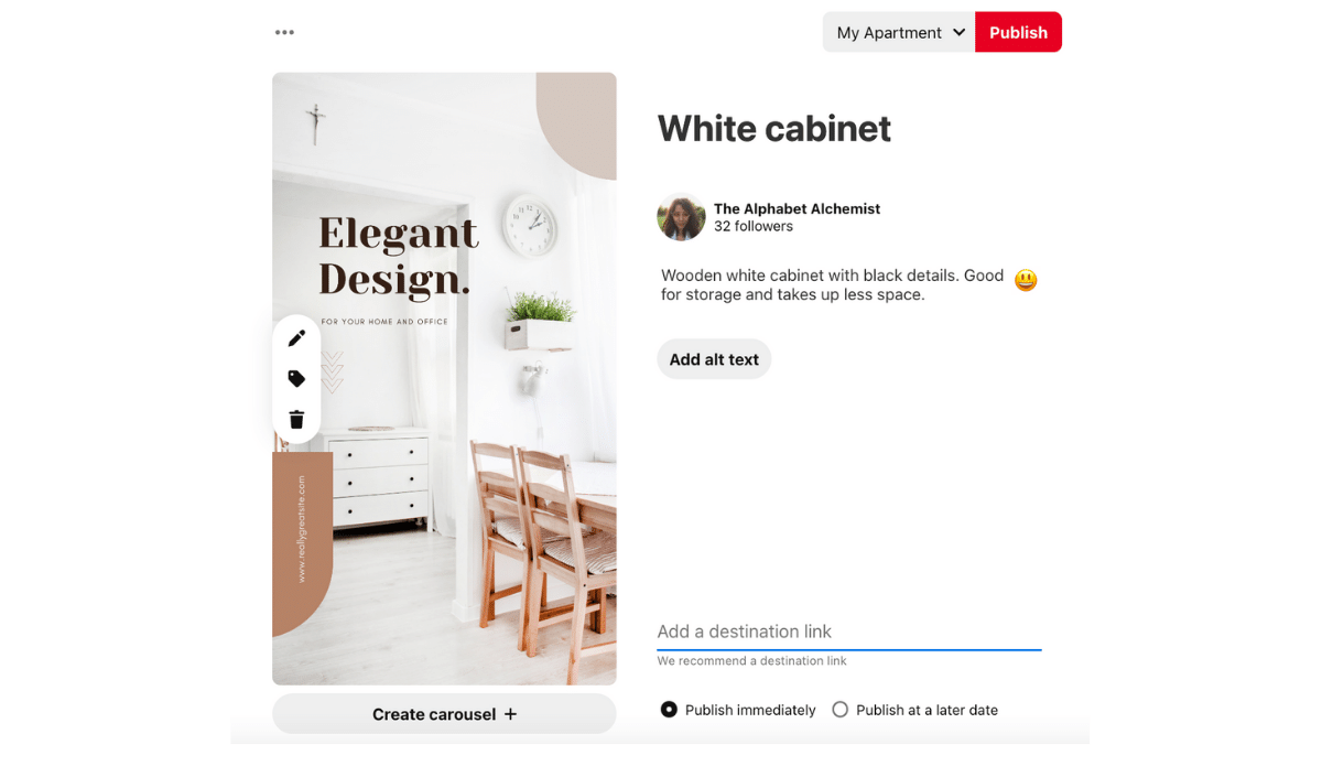 Visual of how to create a pin 2
