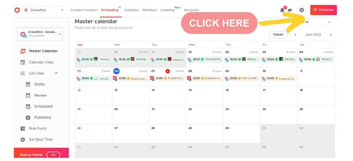 Visual of how to create a pin on crowdfire 1