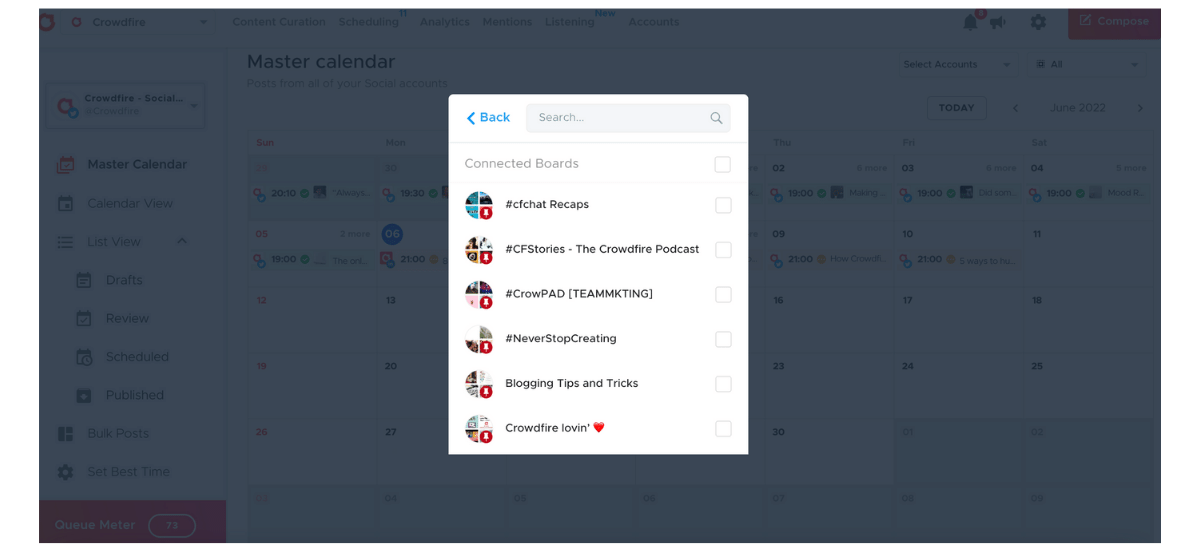Visual of how to create a pin on crowdfire 2
